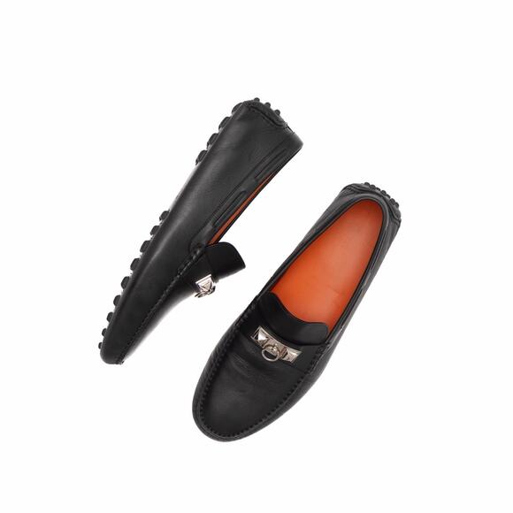 Hermes Men’s Black Leather Irving Collier de Chien Driving Loafers Size 43 US10 main image 9